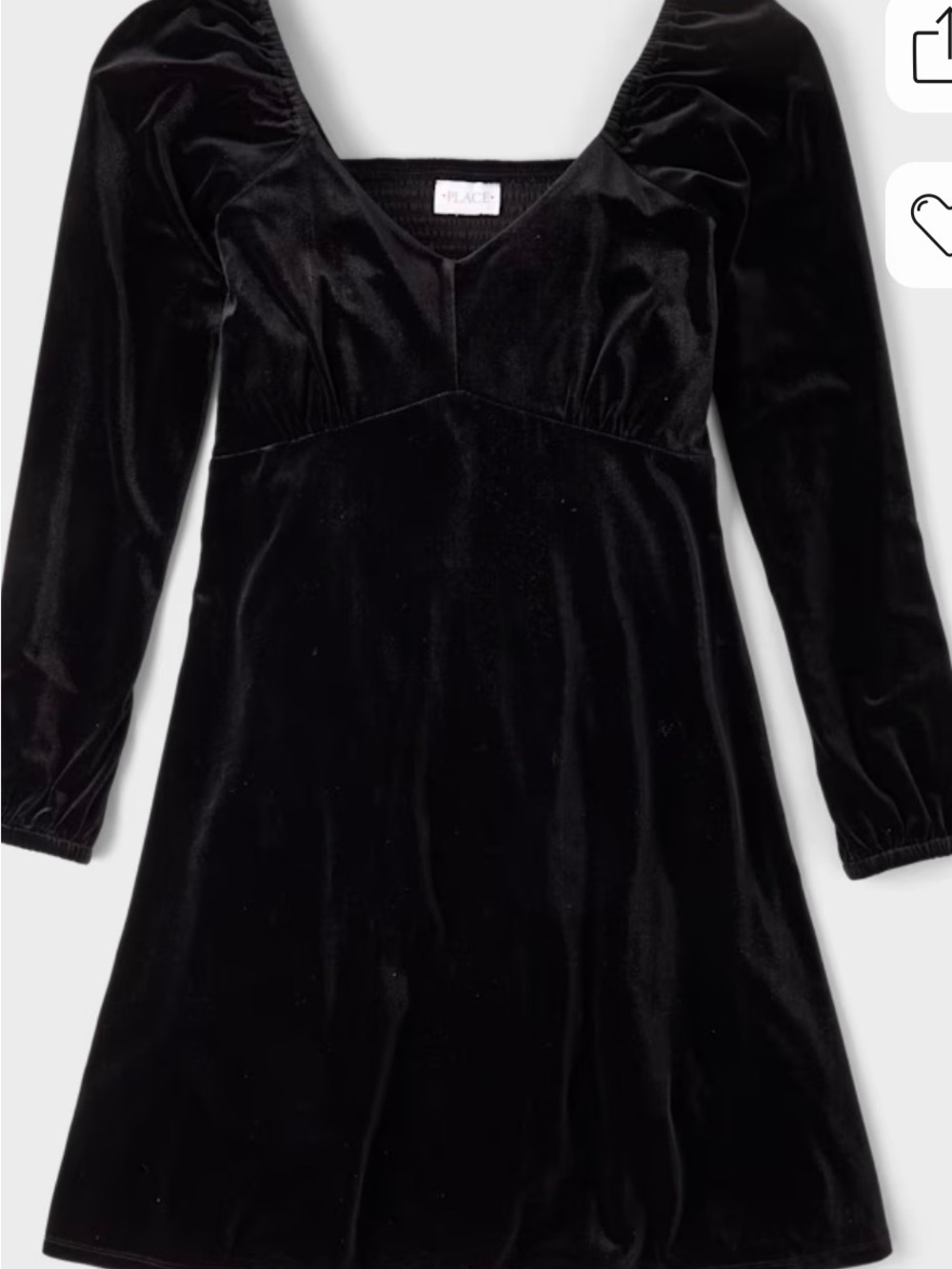 The Children's Place Black Matching Set Velour Long-Sleeve Dress NWT